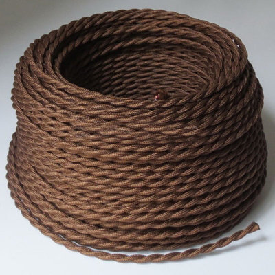 Brown 2-Core Flex Cable 2 Core Wires 2 Core Flexible Cable 2 Core Cord Cable Vintage 2 Core Flexible Flex Cable 0.75mm² X 5M from B&Q