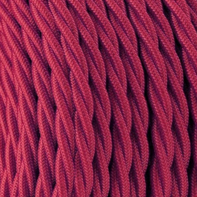 Burgundy Coloured Fabric Flex Cable 2 Core Wires 2 Core Flexible Cable 2 Core Cord Cable 2 Core Flexible Flex Cable 0.75mm² X 5M from B&Q