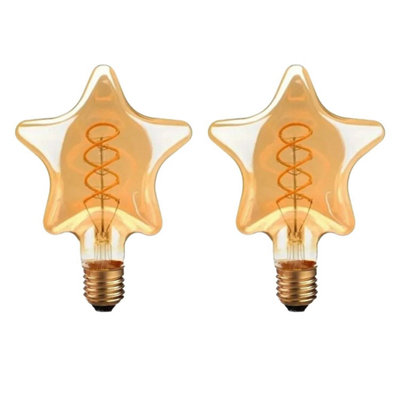 Led Decorative Star Shape 4W E27 Spiral Led Filament Amber Glass 2700K Warm White Edison Screw 450Lmn Light BulbPack Of 2 from B&Q