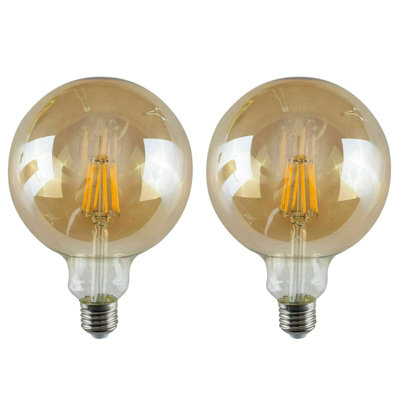  - G125 E27 8W Dimmable Led Filament 800Lm Amber Globe Warm White Screw Light Bulb