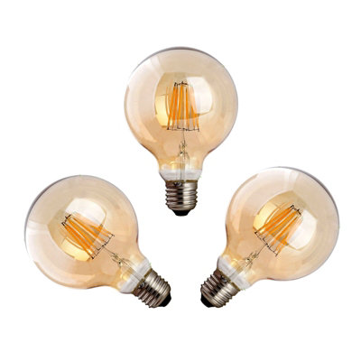 Led G95 B22 8W 800Lm Bayonet Amber Globe Warm White 2700K Dimmable Led Filament Light Bulb from B&Q
