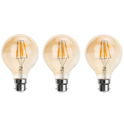 Led G80 B22 4W 450Lm Amber Globe 2700K Warm White Dimmable Led Filament Light Bayonet Bulb from B&Q