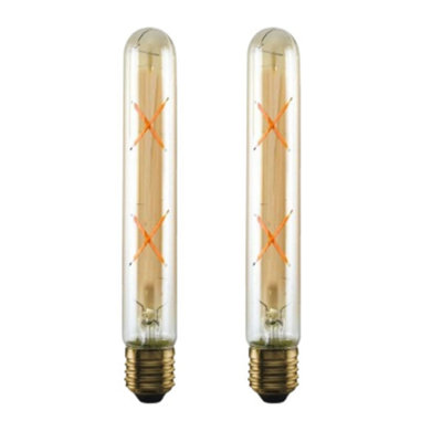 T185 4W Dimmable Led Filament E27 Base Tubular Led Vintage Bulb Warm Whute 2700K 450 Lmn Amber Glass Bulb-Pack Of 2 from B&Q
