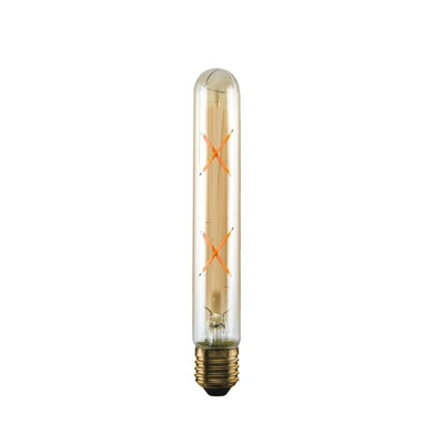 T185 4W Dimmable Led Filament E27 Base Tubular Led Vintage Bulb Warm Whute 2700K 450 Lmn Amber Glass Bulb from B&Q