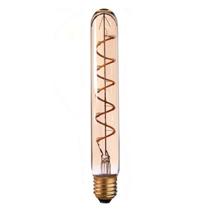 Led E27 T185 4W Led Spiral Filament Non-Dimmable Warm White 2700K 450Lmn Screw Base Tubular Decorative Bulb from B&Q