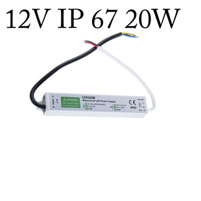 20W 12V Lighting Transformer,90-250V Ac To 12V Dc Ip67 Waterproof 1.67A Led Power Supply Constant Voltage Adapter For Strip Lights from B&Q