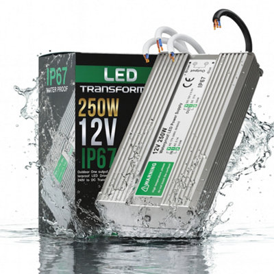  - 12V 250W 21A Waterproof Led Transformer Ip67 Indoor Outdoor Power Supply Ac 170-250V To Dc 12V Driver For Led Lighting Heavy Duty