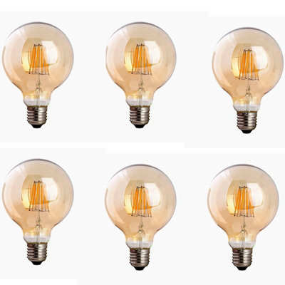  - 6Pack E26 Led Edison Dimmable Vintage Amber Glass Warm White 2700K Light Bulbs Best For Home Decoration Pendant Lamps Chandeliers