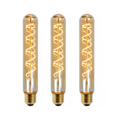 Led T185 4W Edison Tubular Spiral Led Filament Amber Glass Warm White 2700K 450Lmn Decorative Light BulbPack 3 from B&Q