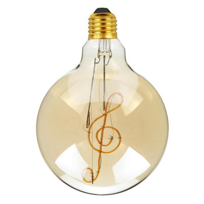  - Led E27 G125 4W Spiral Music Led Filament Warm White 2700K Amber Glass Edison Screw Decorative Bulb