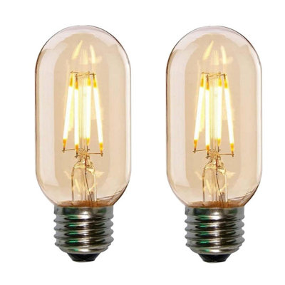 Led E27 T45 4W Dimmable Led Filament Vintage Edison (Equivalent To 40W Incandescent) Amberglass Warmwhite 2700K 450Lmn Light Bulb from B&Q