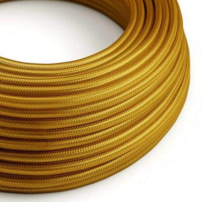 Fabric Braided Lighting Cable 3 Core 0.75mm² Pendant Flex Vintage Lighting Core Electric CableGold Flex 1M from B&Q