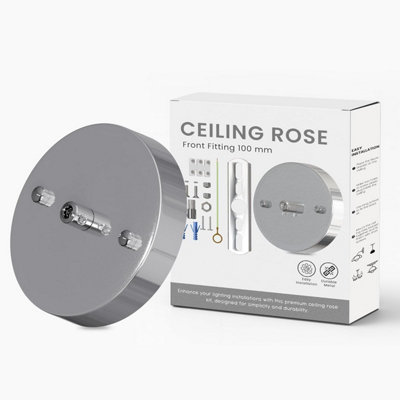 Single Outlet Ceiling Rose Pendant Light Fitting 100mm Metal Chrome Cover Plate With Accessories For Chandeliers And Wall Lamp from B&Q