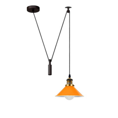  - Ledsone Orange Industrial Pendant Light Vintage Edison 22Cm Metal Shade Adjustable 2M Cable Ceiling Lamp For Kitchen Island