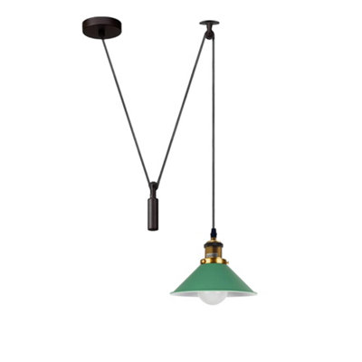  - Ledsone Green Industrial Pendant Light Vintage Edison 22Cm Metal Shade Adjustable 2M Cable Ceiling Lamp For Kitchen Island