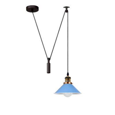  - Blue Industrial Pendant Light Vintage Edison 22Cm Metal Shade Adjustable 2M Cable Ceiling Lamp For Kitchen Island