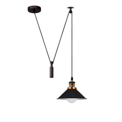  - Black Industrial Pendant Light Vintage Edison 22Cm Metal Shade Adjustable 2M Cable Ceiling Lamp For Kitchen Island