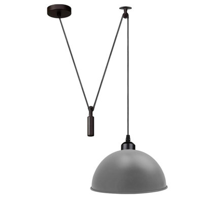  - Ledsone Industrial Grey Dome Pendant Light One Head Spider Design 30Cm Barn Slotted Shade Adjustable Lamp For Kitchen Island