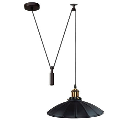  - Black Umbrella Industrial Pendant Light Vintage Edison 21Cm Metal Shade Adjustable 2M Cable Ceiling Lamp