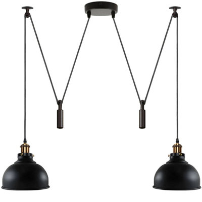  - Ledsone Industrial Retro E27 Pendant Light 2 Way Adjustable Metal Dome Shade 2M Hanging Lamp
