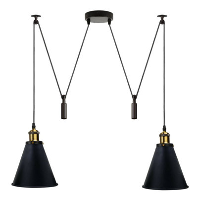  - Ledsone Retro Industrial Black Cone Pendant Light Metal Shade Ceiling Lamp Without Bulb For Bar & Dining Room