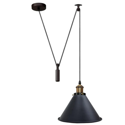 - Black Industrial 1 Head Spider Pendant Light Adjustable Cord 18Cm Cone Barn Shade For Kitchen & Dining