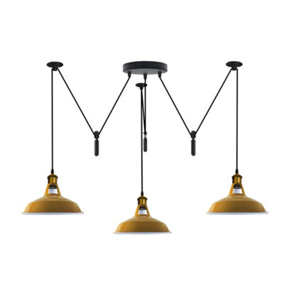  - Yellow Industrial 2M Retro 3 Head Spider Chandelier E27 Vintage Edison Pendant Without Bulb For Cafe & Living Room