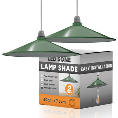 2Pcs Metal Lampshade 40Cm Retro Style Disc Shape Green Easy Fit Pendant Light Shade For Living Rooms BedroomKitchenDining Room from B&Q