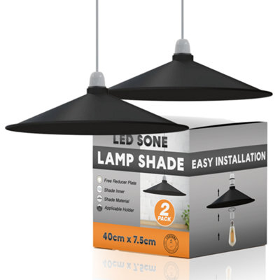 2Pack Metal Lampshade 40Cm Retro Disc Shape Black Easy Fit Pendant Light Shade For Living Rooms BedroomKitchenDining Room from B&Q