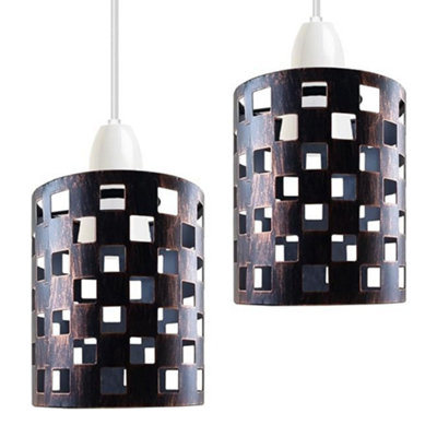 2 Pack Brushed Copper Metal Bulb Guard Drum Shaped Lamp Shades For Ceiling Pendant Lights Indoor Easy Fit Wire Cages (2 Pack) from B&Q