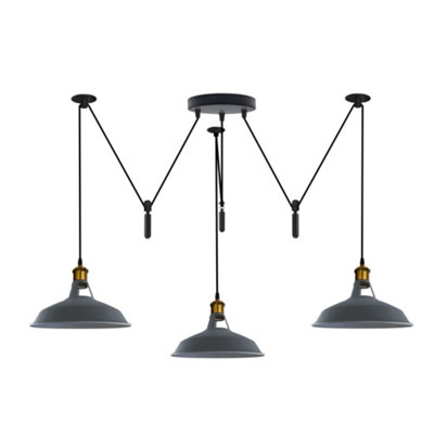  - Grey 2M Industrial Retro 3 Head Spider Chandelier E27 Vintage Edison Pendant Without Bulb For Cafe & Living Room