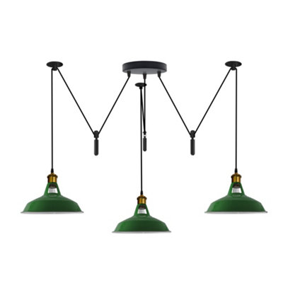  - Green Industrial 2M Retro 3 Head Spider Chandelier E27 Vintage Edison Pendant Lamp For Cafe & Living Room