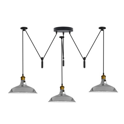  - Chrome Industrial Retro 3 Head Spider Chandelier E27 Adjustable 2M Vintage Pendant Without Bulb For Living Room