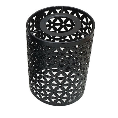 B&Q Metal Bulb Guard Drum Shaped Lamp Shades For Ceiling Pendant Lights Indoor Easy Fit Wire Cages (Black) Black