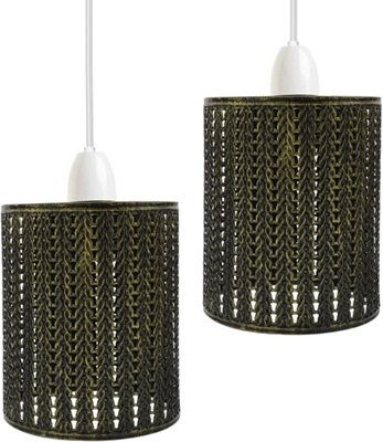 2 Pack Brushed Brass Metal Bulb Guard Drum Shaped Lamp Shades For Ceiling Pendant Lights Indoor Easy Fit Wire Cages (2 Pack) from B&Q