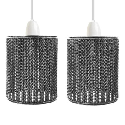  - 2 Pack Brushed Silver Metal Easy Fit Drum Cage Ceiling Light Shade Hollow Out Lamp Shade For Ceiling Pendant Light