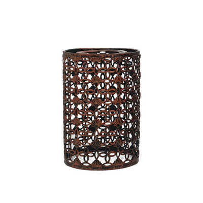 B&Q Rustic Metal Bulb Guard Drum Shaped Lamp Shades For Ceiling Pendant Lights Indoor Easy Fit Wire Cages (Rustic ) Red