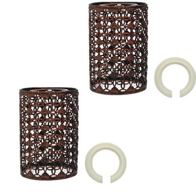 2 Pack Rustic Red Metal Bulb Guard Drum Shaped Lamp Shades For Ceiling Pendant Lights Indoor Easy Fit Wire Cages (2 Pack) from B&Q