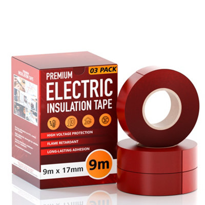 - High Voltage Insulation Tape Red Pvc Electrical Tape For Repairing Protecting Wires Durable Waterproof Strong Adhesive 3 Rolls