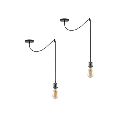 Ledsone 2M Vintage Industrial Black Spider Chandelier Adjustable E27 Pendant Lamp With Bulb from B&Q