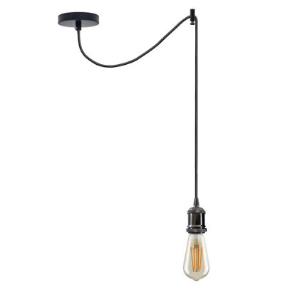 Ledsone Vintage Industrial Shiny Black Spider Chandelier Adjustable 2M E27 Pendant Lamp Kit With Bulb from B&Q