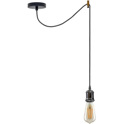 Ledsone Vintage Industrial Black Spider Chandelier Adjustable 2M E27 Pendant Lamp With Bulb from B&Q