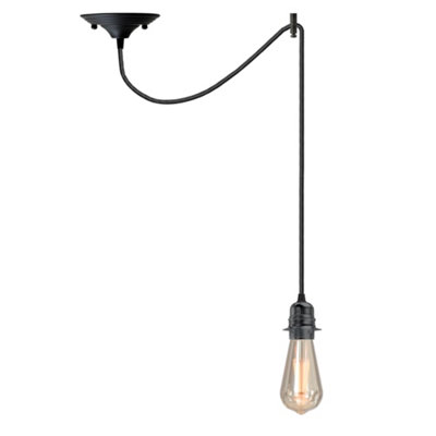  - Black Vintage Industrial Single Head Spider 2M Pendant Light E27 Ceiling Chandelier With Bulb For Bedroom & Kitchen