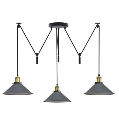  - Ledsone Pendant Light 3 Head Spider Design Modern E27 Hanging Lighting Grey For Cafe Bar Bulb Not Include