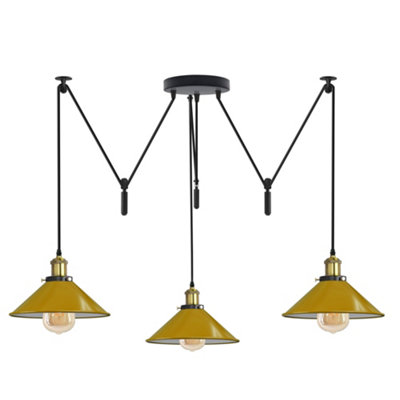  - Ledsone Pendant Light 3 Head Spider Design Modern E27 Hanging Lighting Yellow For Cafe Bar Bulb Include