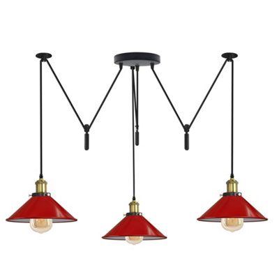  - Ledsone Pendant Light 3 Head Spider Design Modern E27 Hanging Lighting Red For Cafe Bar Bulb Include