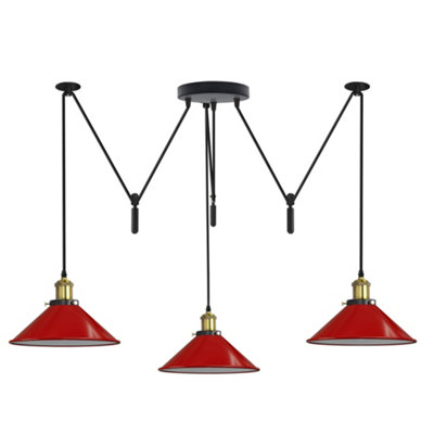  - Ledsone Pendant Light 3 Head Spider Design Modern E27 Hanging Lighting Red For Cafe Bar Bulb Not Include