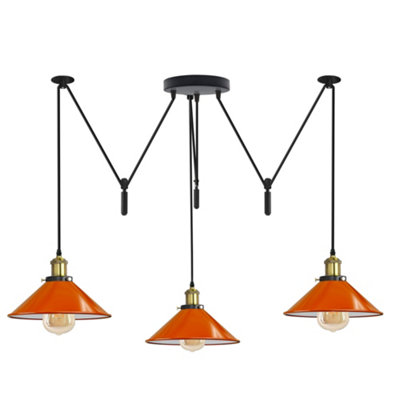  - Ledsone Pendant Light 3 Head Spider Design Modern E27 Hanging Lighting Orange For Cafe Bar Bulb Include