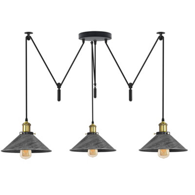  - Ledsone 3 Head Ceiling Spider Pendant Lighting E26 110-240V 60W Brushed Silver 2M Chandelier Lighting For Bedroom Bulb Included