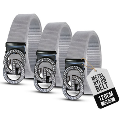 3 Pack Gray Tactical Nylon Canvas Belts With Gg Metal Sign Buckle For Men Perfect For Casual Work Outdoor And Daily Wear from B&Q